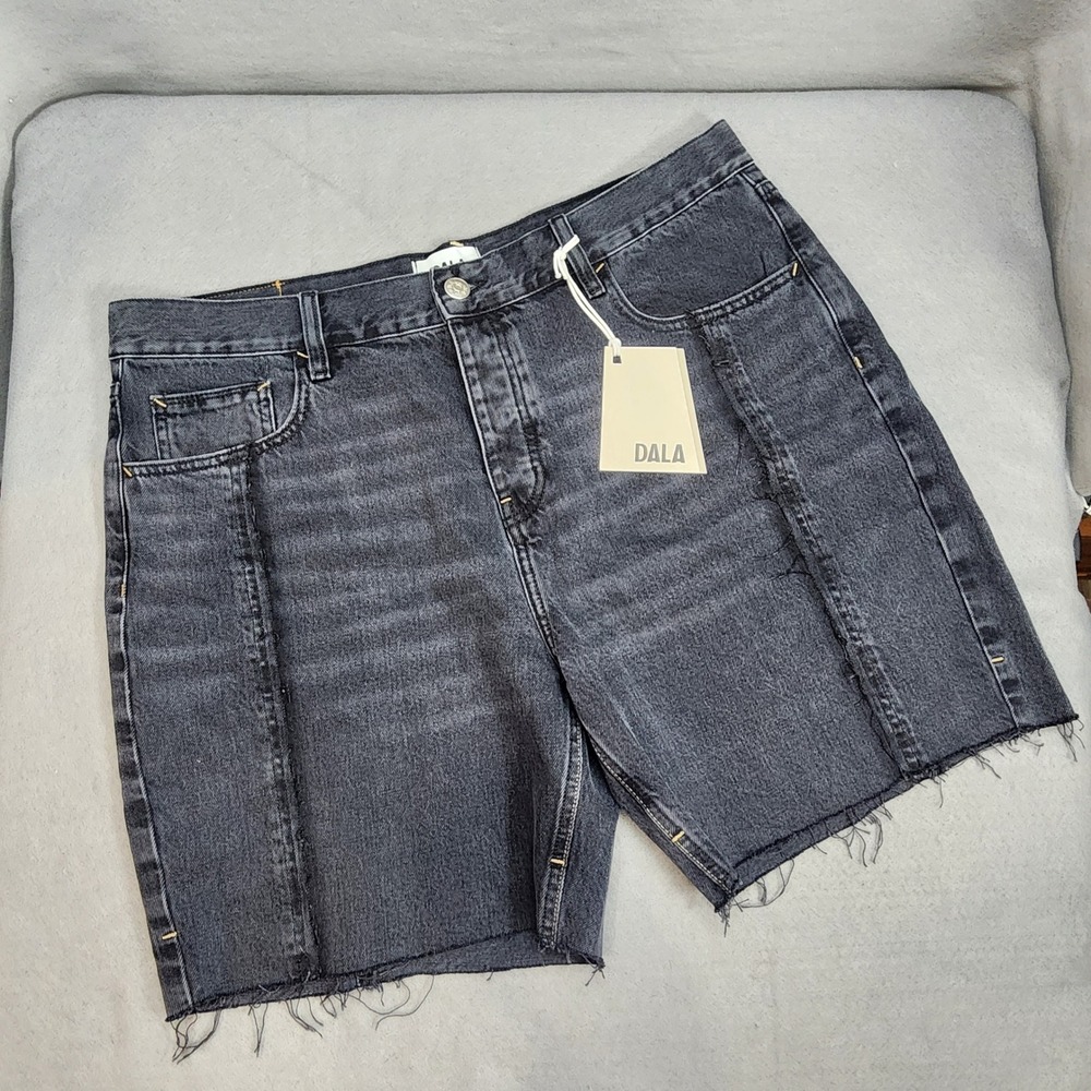 Dala Partner Short Hurricane Faded Black Raw Hem Organic Cotton Womens 33